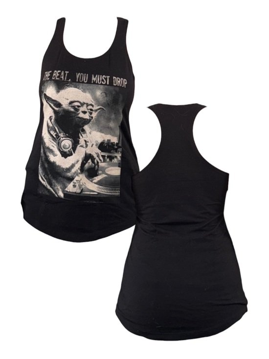 Star Wars Tops - Star Wars Black Yoda DJ The Beat You Must Drop Racerback Tank